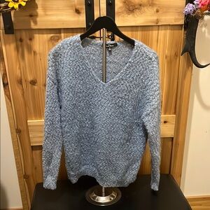 Love Tree Soft Textured Blue V-Neck Sweater